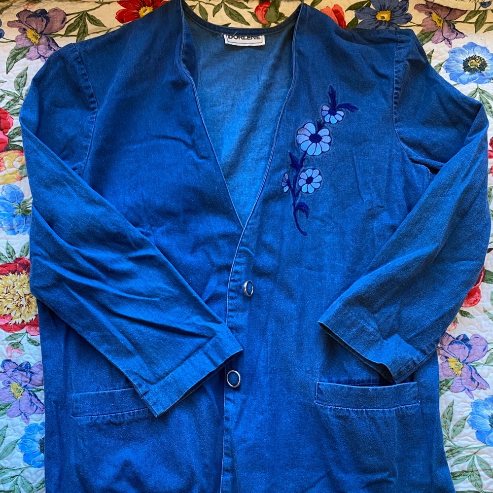 Embroidered Jean Cardigan